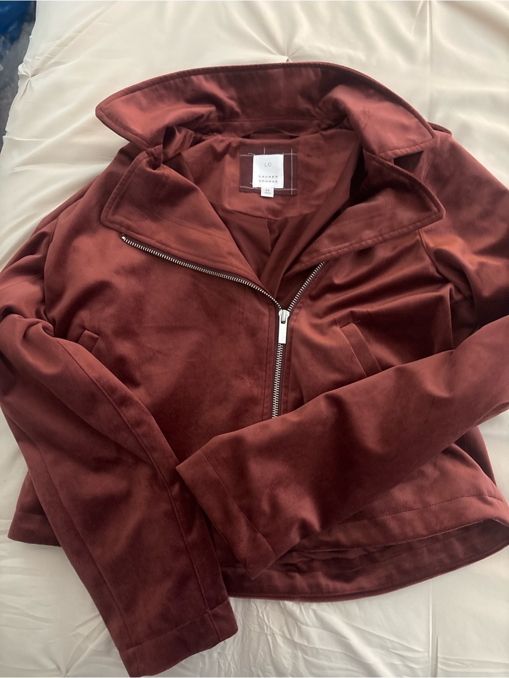 LC Lauren Conrad Rust Suede Moto Jacket